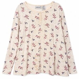Fashion Bug Henley Top Womens 30/32W Floral Cream Fair Vintage Cottagecore